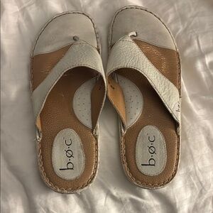 b.o.c Leather Tan and Cream Sandals